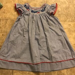 Rare Editions Smock Dress 3T with red piping